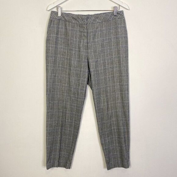 CLEARANCE - Basler Gray Wool Blend Plaid Pull On Pants - Picture 1 of 5